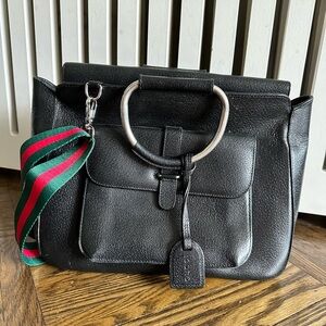 Authentic Vintage Gucci Black Leather Handbag